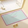 Soft Color Striped Diatomite Bath Mat Super Absorbent Quick-Dry Non-Slip Rug for Bathroom Sink Area Shower Room Stain-Resistant