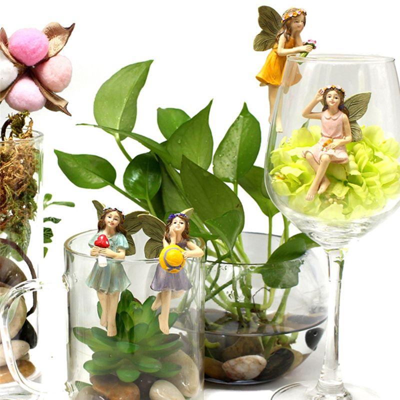 M-Modern-Fairy Figurine 5PCS Resin Fairy Figures With Fly Wing Miniature Fairy Garden Figurines Lovely Fairy Statue For Landscap