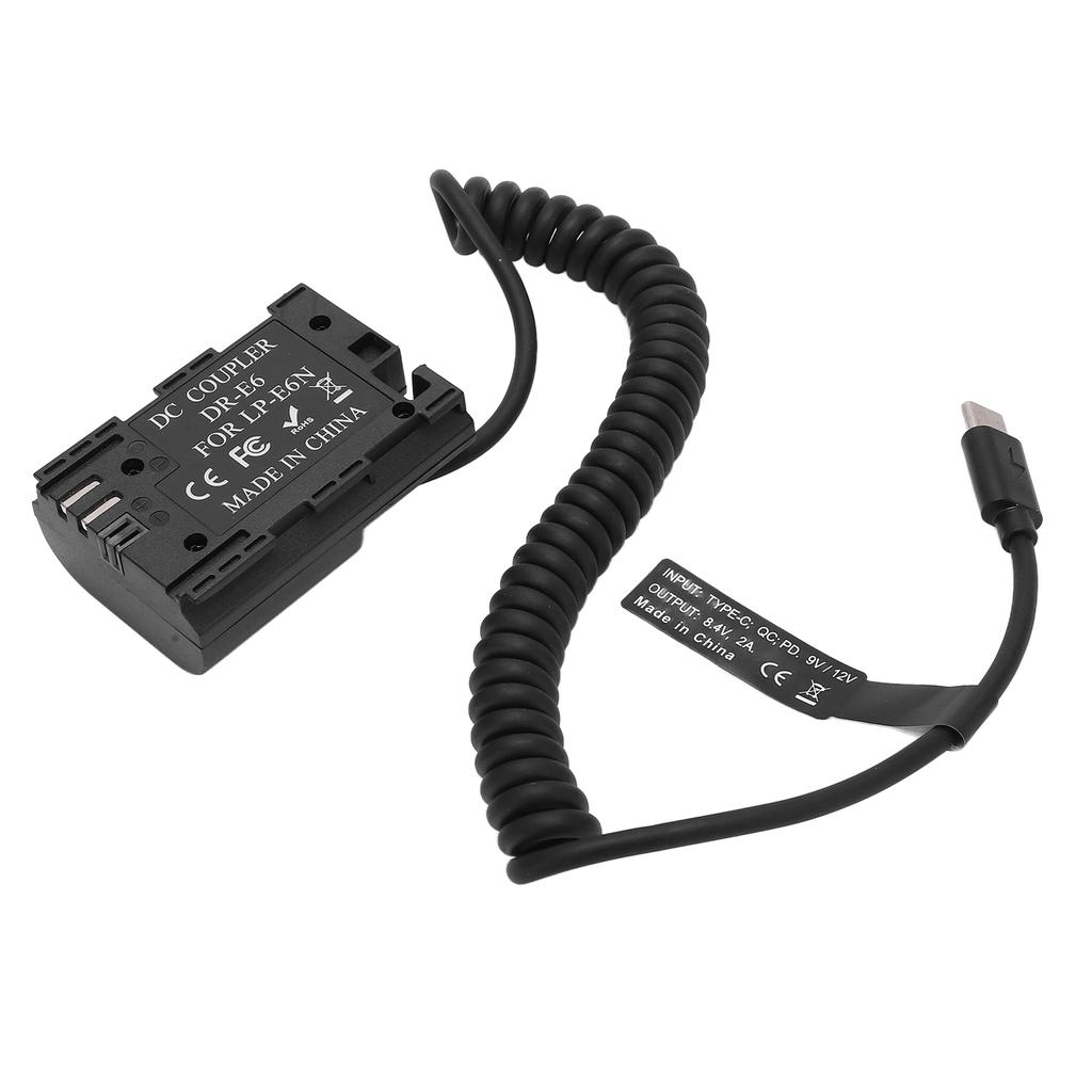 Type C LPE6 Full Decoded Dummy Battery DC Coupler Power Adapter for 5D4 6D2 7D Camera