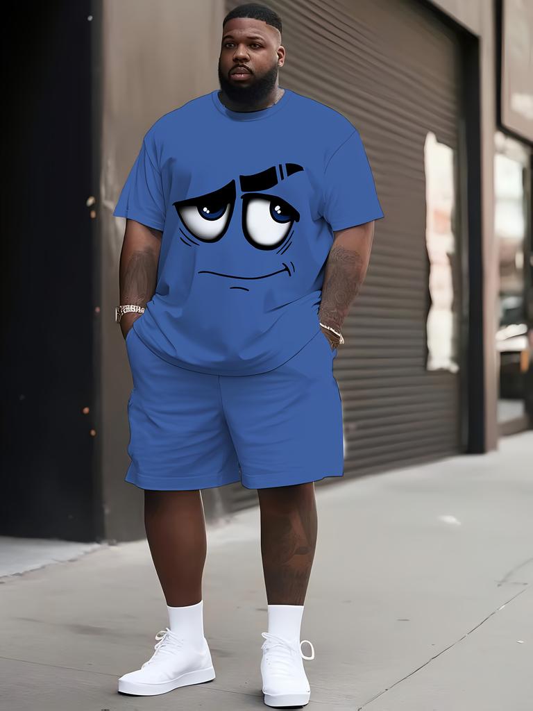 Men'S Plus Size 3D Print Cartoon Face Graphic T-Shirt Casual Crew Neck Short Sleeve Tee Polyester Spandex Blend Summer Streetwear