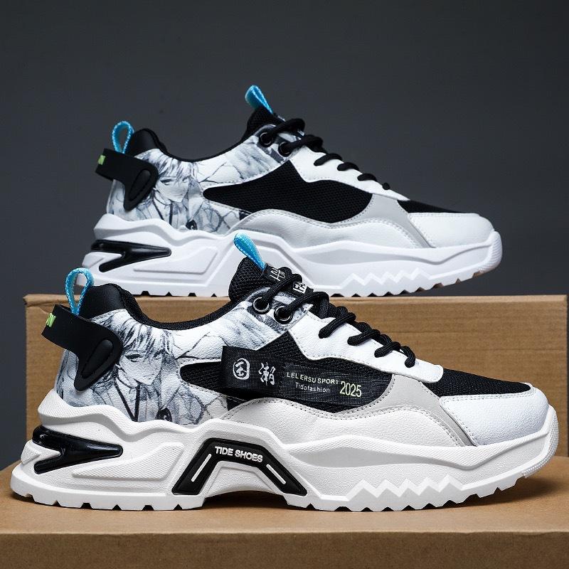 Мужская обувь Летняя дышащая тонкая спортивная обувь для бега Студенческая сетчатая поверхность Повседневная обувь с Daddy Tide Shoes