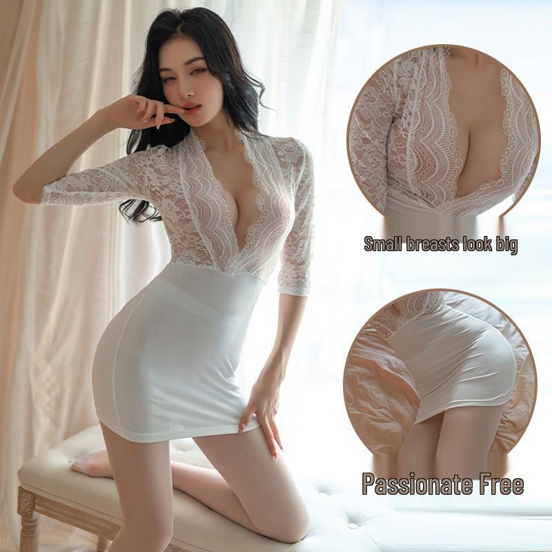 Прозрачный свадебный комплект нижнего белья 'Чистое Желание' - Страстный и Соблазнительный женский домашний костюм