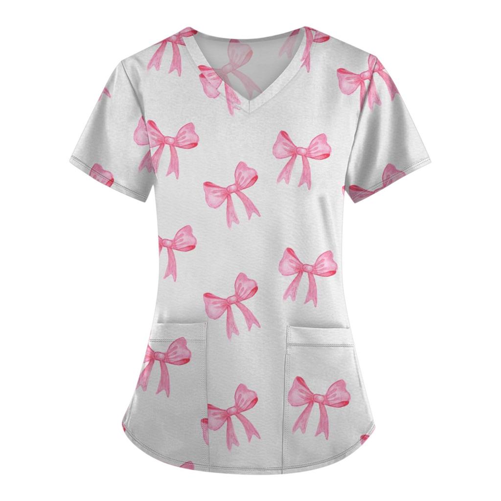 Женский модный комбинезон с короткими рукавами и принтом в виде банта и карманами