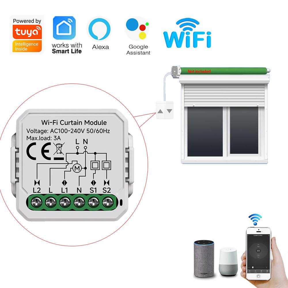 Tuya Smart Life WiFi Модуль для штор Переключатель жалюзи для электродвигателя рулонных штор Голосовое управление Работает с Google Home Alexa