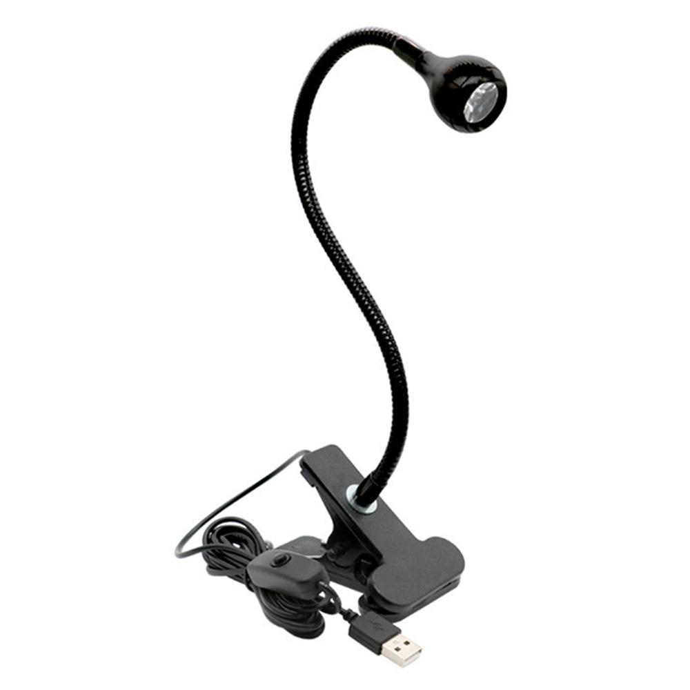 LED Desk Computer Lamp USB Clip On Light Flexible Gooseneck Clip Book Light for Bedside Lighting Reading Lamp White Light 6500K