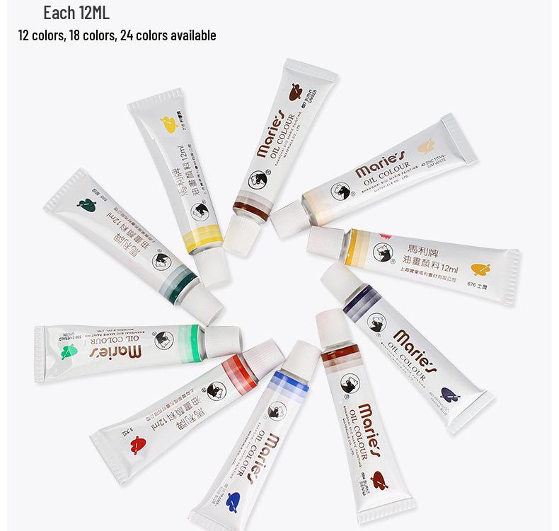 Набор масляных красок Мари: 12/18/24 цвета в тюбиках по 12 мл - Художественные материалы для живописи