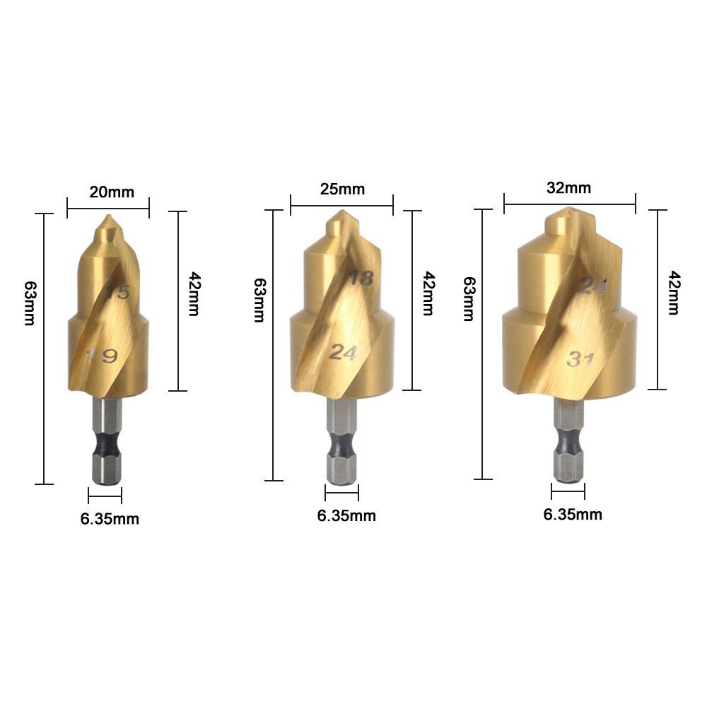 Water Pipe Connection Tool PPR Lifting Drill Bit Hexagon Shank Step Drill Hole Opener