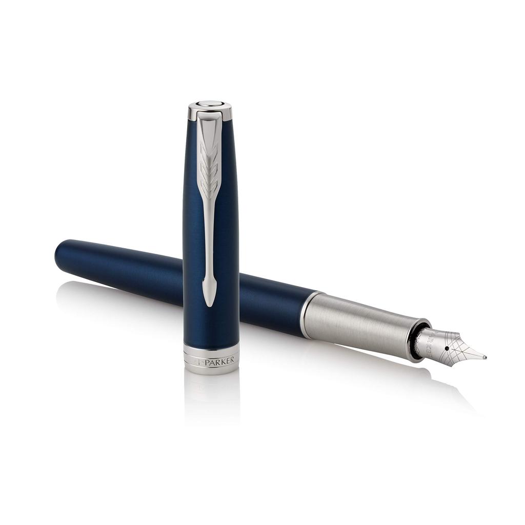 Parker Sonnet Blue Lacquer CT Fountain Pen Fine Nib 18K Gold Tip Luxury Writing Pen Gift Box