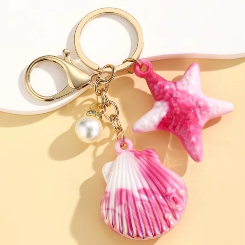 Marine Creature Shell Key Ring Colorful Shell Pendant Fashion Shell Keychain DIY Jewelry Gifts