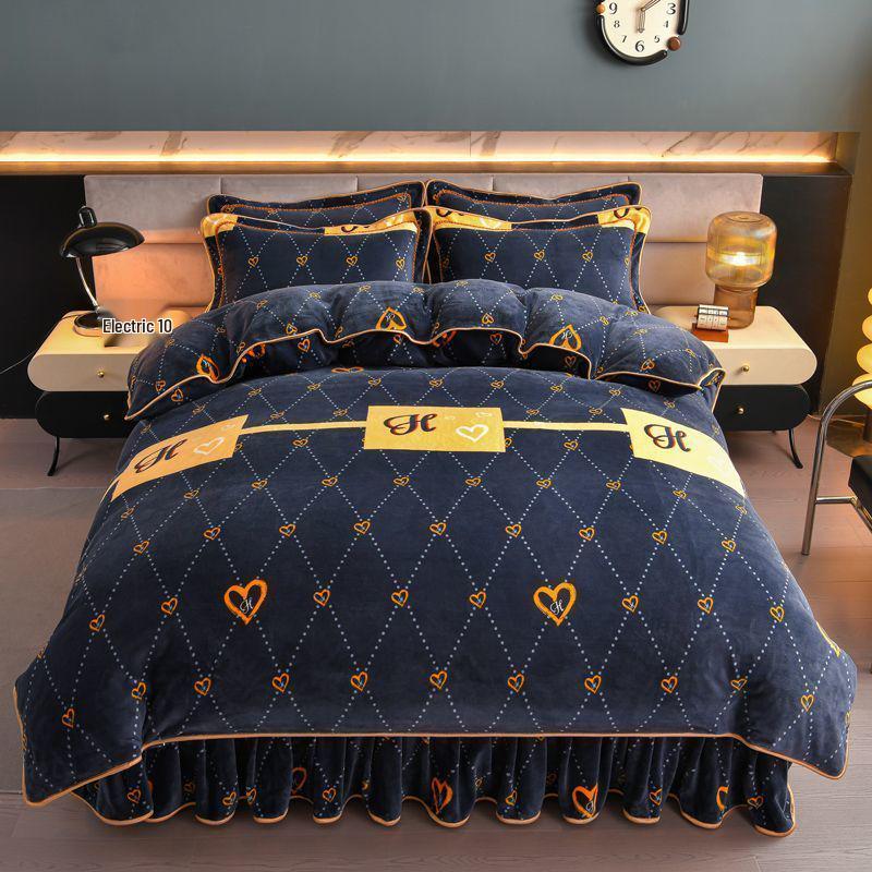 G5Z9 Jin Double-Sided Thickened Velvet Four-Piece Bedding Set for Weddings