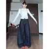 Женские джинсы High Street Vibe Wide-leg, стираные, свободные, прямые, большого размера
