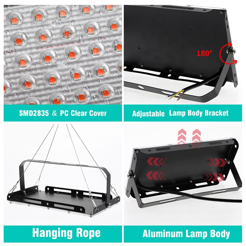 Светодиодный светильник для выращивания растений, 220 В, фитолампа полного спектра, 50 Вт/100 Вт/300 Вт, водонепроницаемая