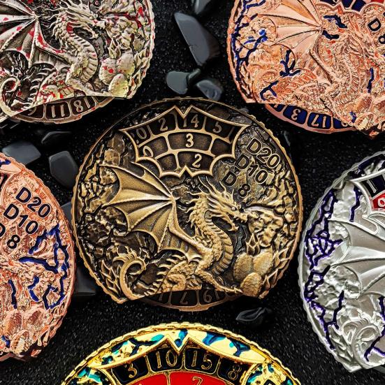 7-в-1 Винтажный Дракон Рулетка Кости Fidget Spinner Прочная цинковый сплав Вращающийся металл