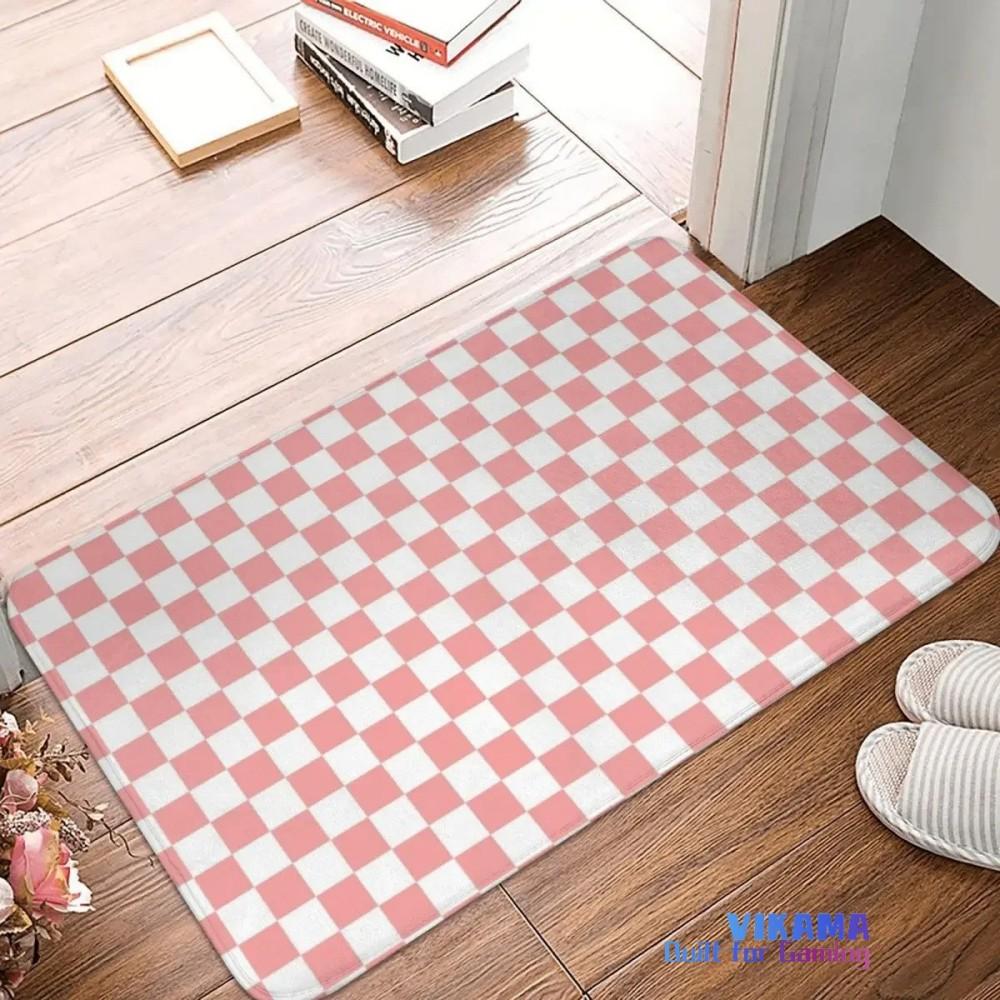 Checkered Bathroom Mat Absorbs Water Resists Stains Washable Entrance Hallway Bedroom Room Flooring Home Decor Rug