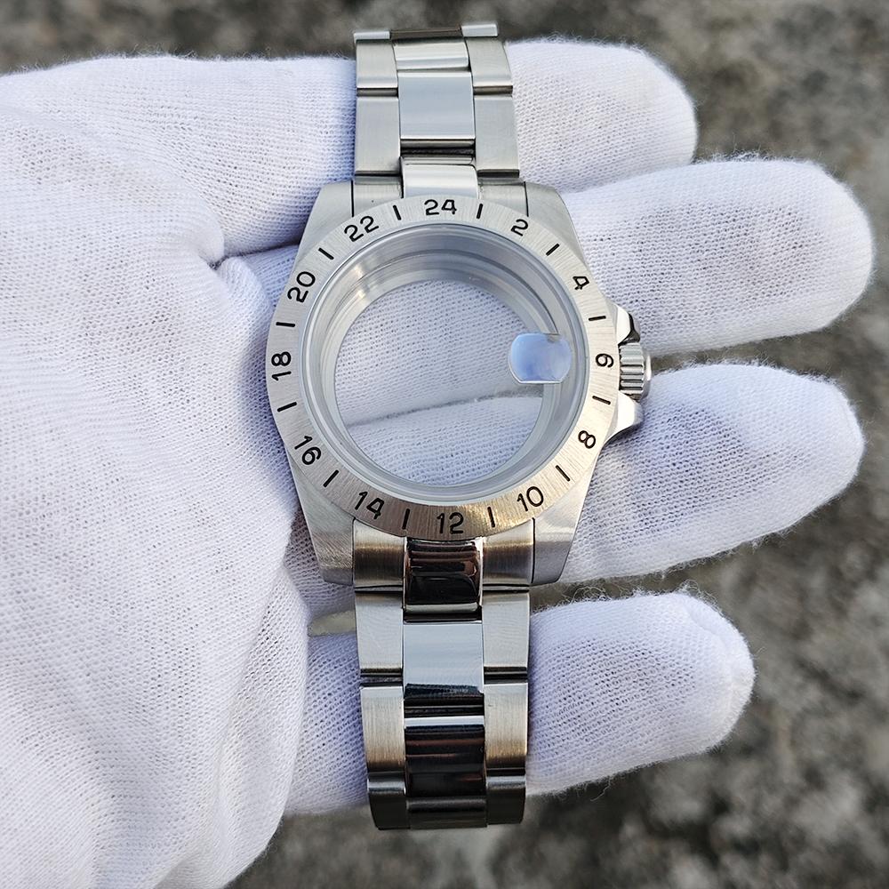 39 мм EXP 24-часовой GMT Безель Старый стиль Нержавеющая сталь Водонепроницаемый Сапфировое стекло Корпус Часы Браслет Комплект для механизма NH34 NH35 NH36
