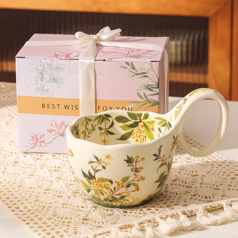 Ретро керамическая кружка с ландышами для подарков на день рождения девочек, сувенирных подарков для подруг, ценные и значимые подарки