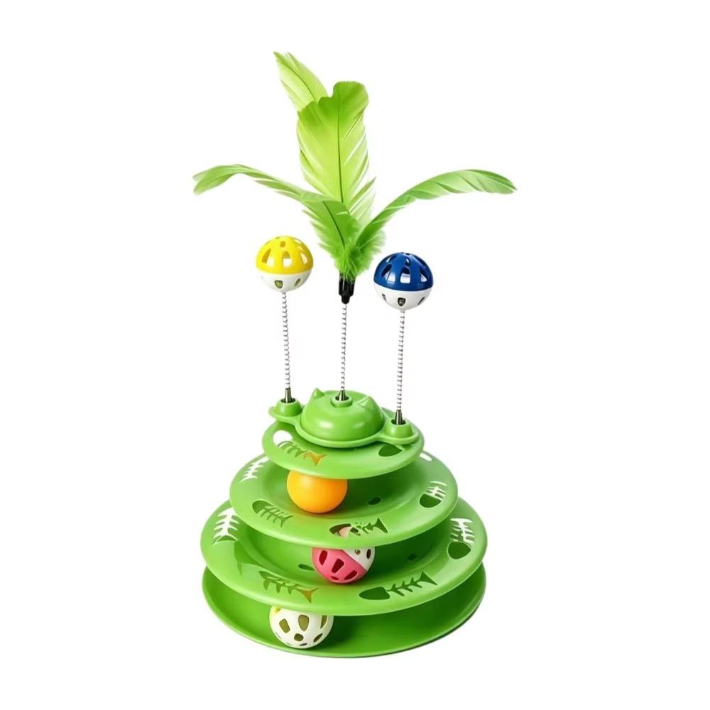 Anti Slip Base Cat Turntable Toy Rotating Ball Spring Wand Toy Funny Interactive Cat Toy Training