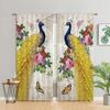 Vintage Golden Peacock Animal FlowerWindow Curtains Blinds For Living Room  Bedroom Bathroom Kicthen Door Home Decor
