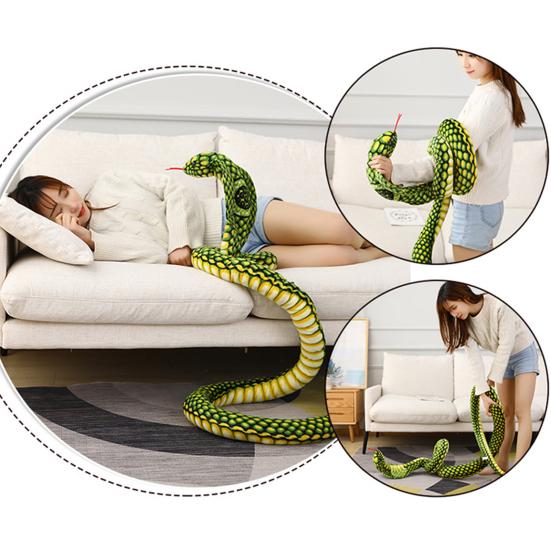 Имитация змеи, гигантская игрушка кобры, реалистичная змеиная кожа, плюшевые плюшевые игрушки, забавная игрушка-трюк, мягкая кукла-животное