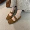 French Retro Mary Jane Shoes Women's 2025 Autumn and Winter New Square Head with Velvet Shallow Beanie Shoes