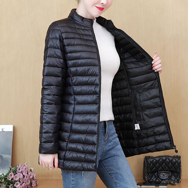 Women's Winter Thickened Waisted Standing Collar Plus Size Warm Jacket Loose Windproof Warm Top