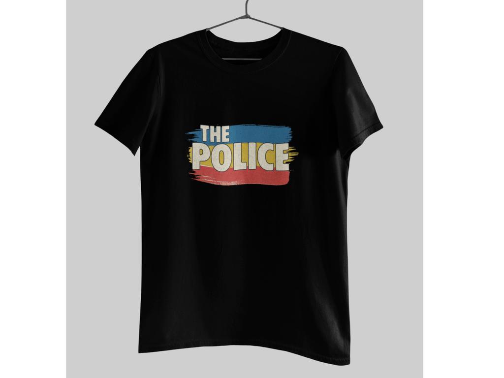 Vintage The Police T-Shirt 80s Inspired Brush Paint Graphic Unisex Tee