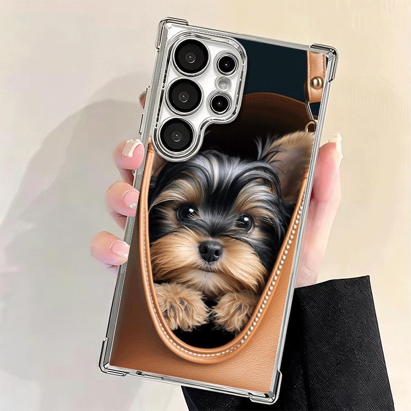 Yorkshire Terrier Dog Plating Phone Case For Samsung Galaxy S24 S25 FE S26 Edge S23 Ultra S22 S21 Plus S20 Anti-Fall Airabag Cov