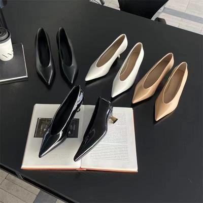 2025 Новые женские туфли в английском стиле, офисный стиль, модные, элегантные, из овчины, слипоны, туфли на высоком каблуке, туфли с острым носком