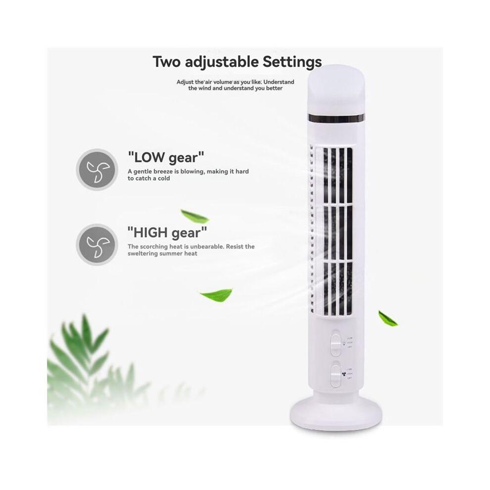 LED Tower Fan 2 Gear Speed Stand Tower Fan Portable Electric Floor Fan for Living Room Bedroom White