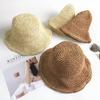 Women's Foldable Hand-Crocheted Straw Beach Hat with Rolled Brim