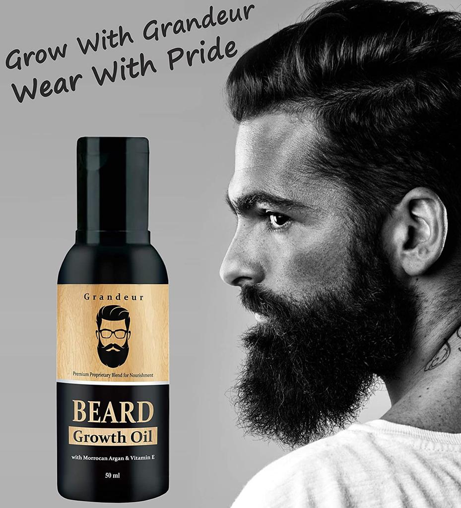 Масло для роста бороды Grandeur для мужчин для более густой и густой бороды с аргановым маслом и витамином Е