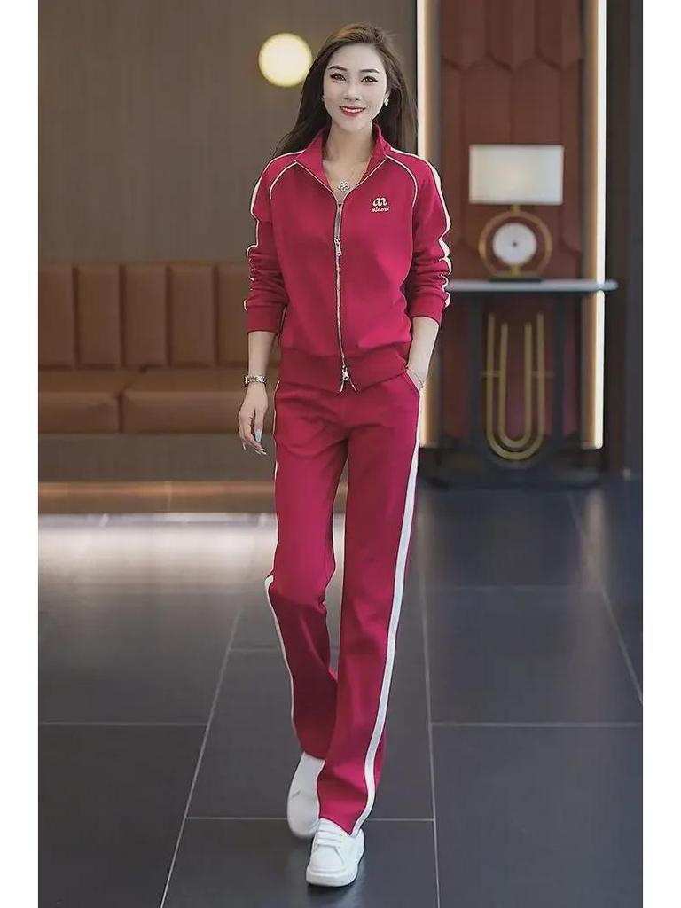 Women's Fall 2024 Slimming Sweater & Wide-Leg Pants Set – Trendy & Youthful Two-Piece Casual Sportswear