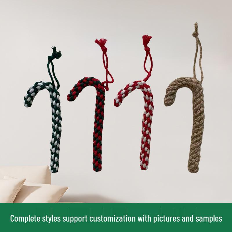 Ручная работа Леденец из хлопковой веревки Игрушка для прорезывания зубов для питомца и Подвеска для рождественского украшения