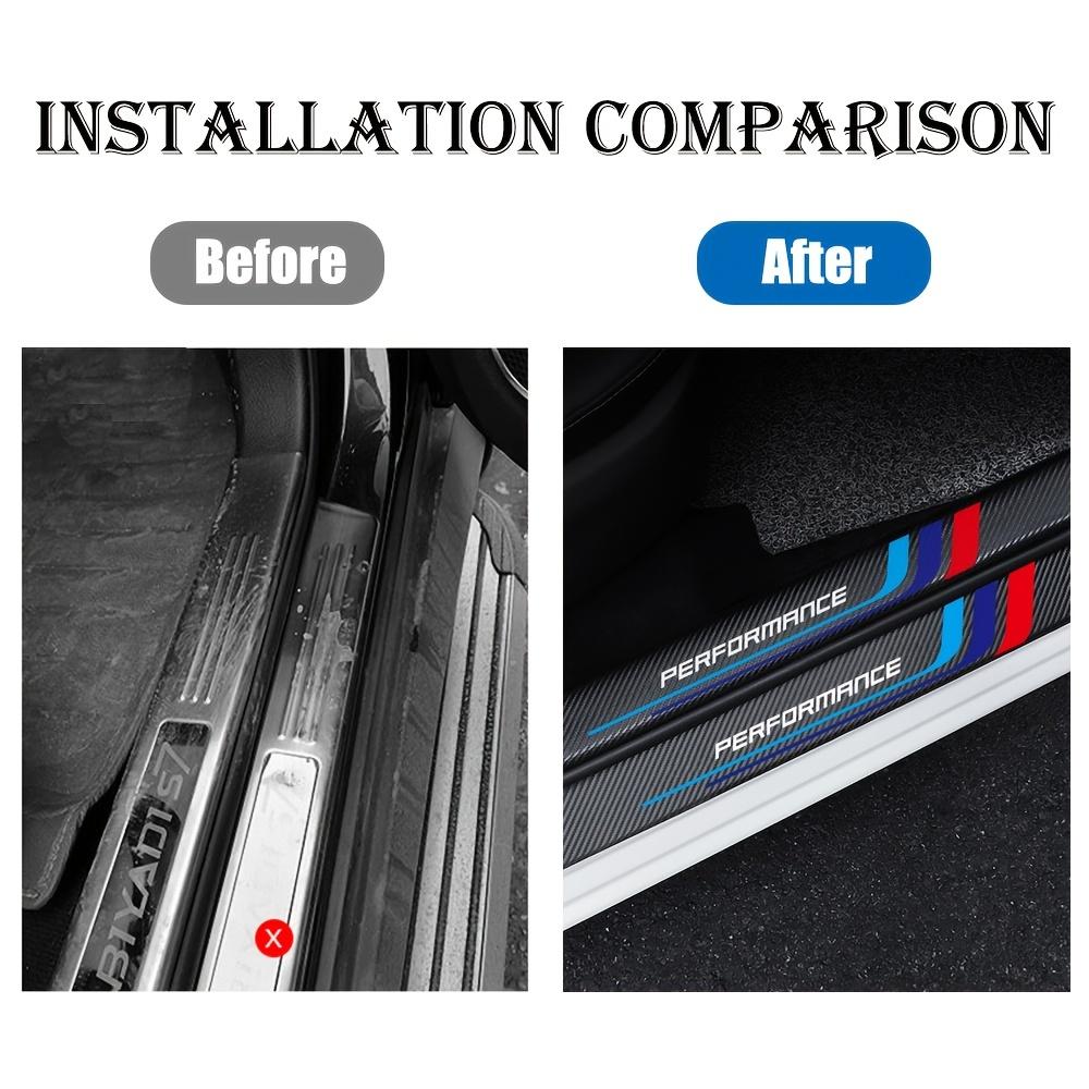 4pcs Carbon Fiber Sill Plate Stickers Guard Decals for Bmw Performance M 1 2 3 4 5 6 7 Series X1 X2 X3 X4 X5 X6 X7 Car Styling SDO5