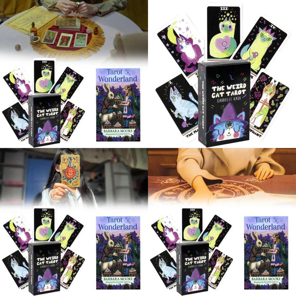 Classic The Weird Cat Tarot In Wonderland Cards With Vibrant Packaging For Meditation And Play