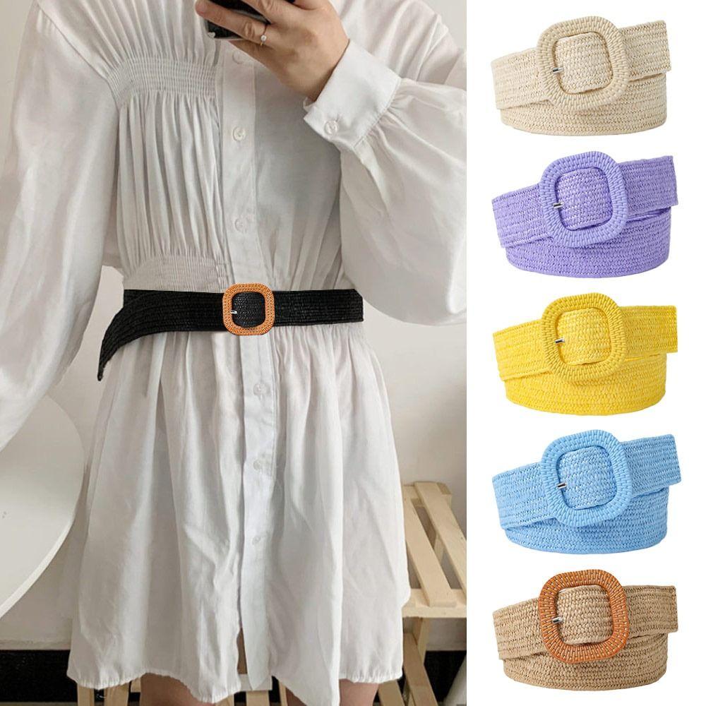 Fashion Bohemian Summer Waistband Straw Woven Belt Braided Belts Waist Belt