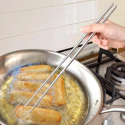 Длинные палочки для еды из нержавеющей стали, многоразовые японские палочки для суши, корейская лапша в горшочке, посуда для жарки, китайские палочки для еды