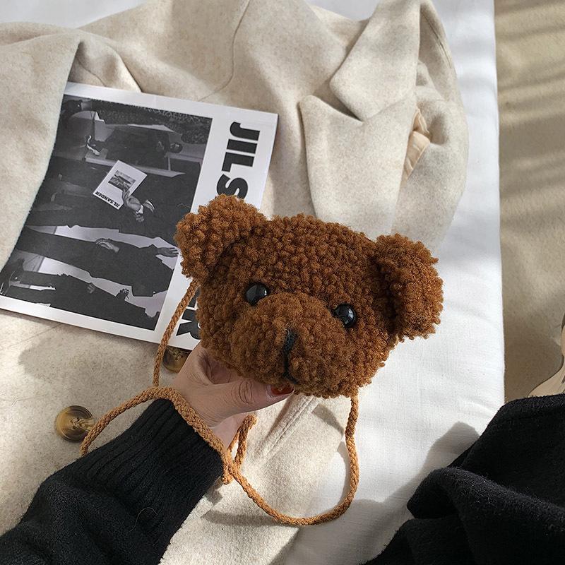 Childrens Animal Plush Bear Bag Cute Cartoon Shoulder Messenger Purse Fluffy Toy for School Picnic