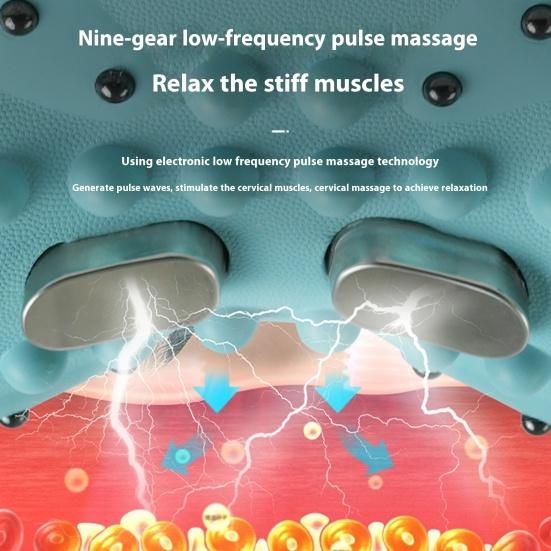 Multi-purpose Neck Massager Pillow Deep Tissue Neck Shoulder Pain Relief Relaxer Pillow Ergonomic Portable Heated Vibration Neck Stretcher Cervical