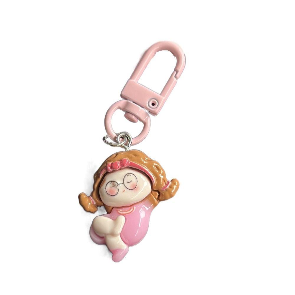 Креативный мультяшный брелок из смолы с изображением пухлой девочки, маленький металлический брелок для наушников