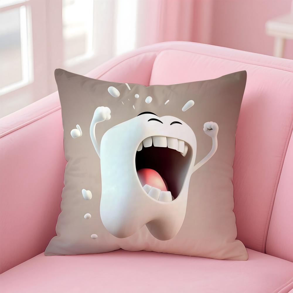 Cartoon Funny Teeth Anime Cushion Cover Pillow Case Soft Skin Friendly Fabric Concealed Zipper