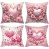 Pink Heart Rose Pillow Set For Valentine's Day Polyester pillowcase, sofa decorative cushion cov Headboard Pillow