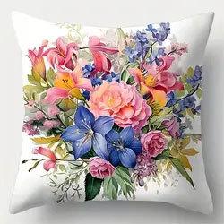 Flowers, Butterflies, Birds Throw Pillow Covers With Digital Printing Of Short Plush Fabric Car-Shaped Sofa Cushion Home Decor