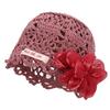 Sweet hollow flower knitted bag head hat summer thin handmade crochet flower showing face small versatile wool hat