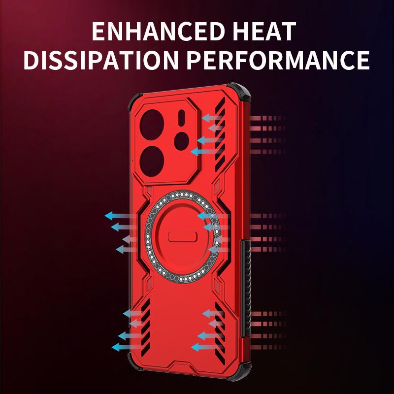 KEYSION Полый чехол с защитой от перегрева для Redmi Note 14 4G/5G - Силикон + ПК с магнитной совместимостью и защитой-подушкой безопасности