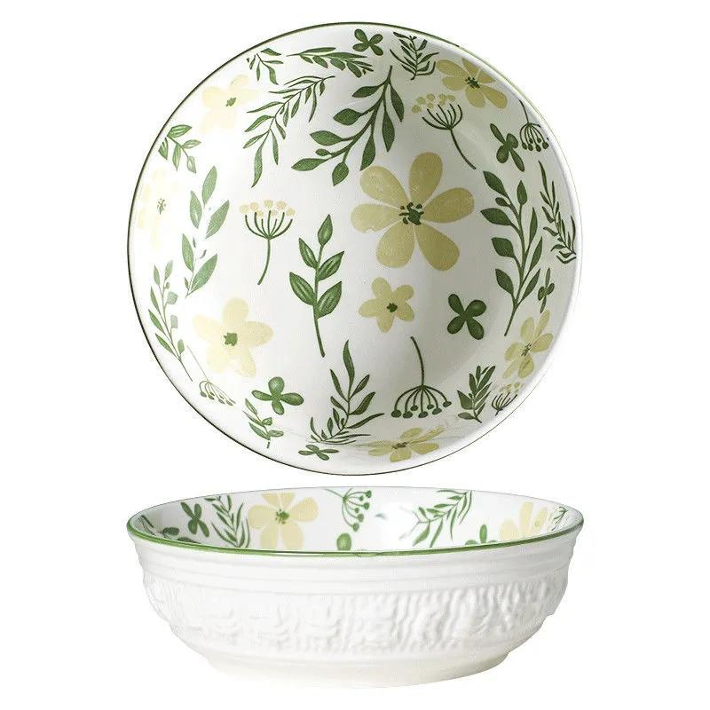 Large Ceramic Soup Bowl Pickled Cabbage Fish Chinese Household Large Bowl Three-dimensional Thickened Bowl Vegetable Bowl Fruit Bowl