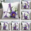 Simple Purple Flower Letters Pillow Case Plush Fabric Soft Double Sided Print Home Sofa High Quality Cushion Cover Throw