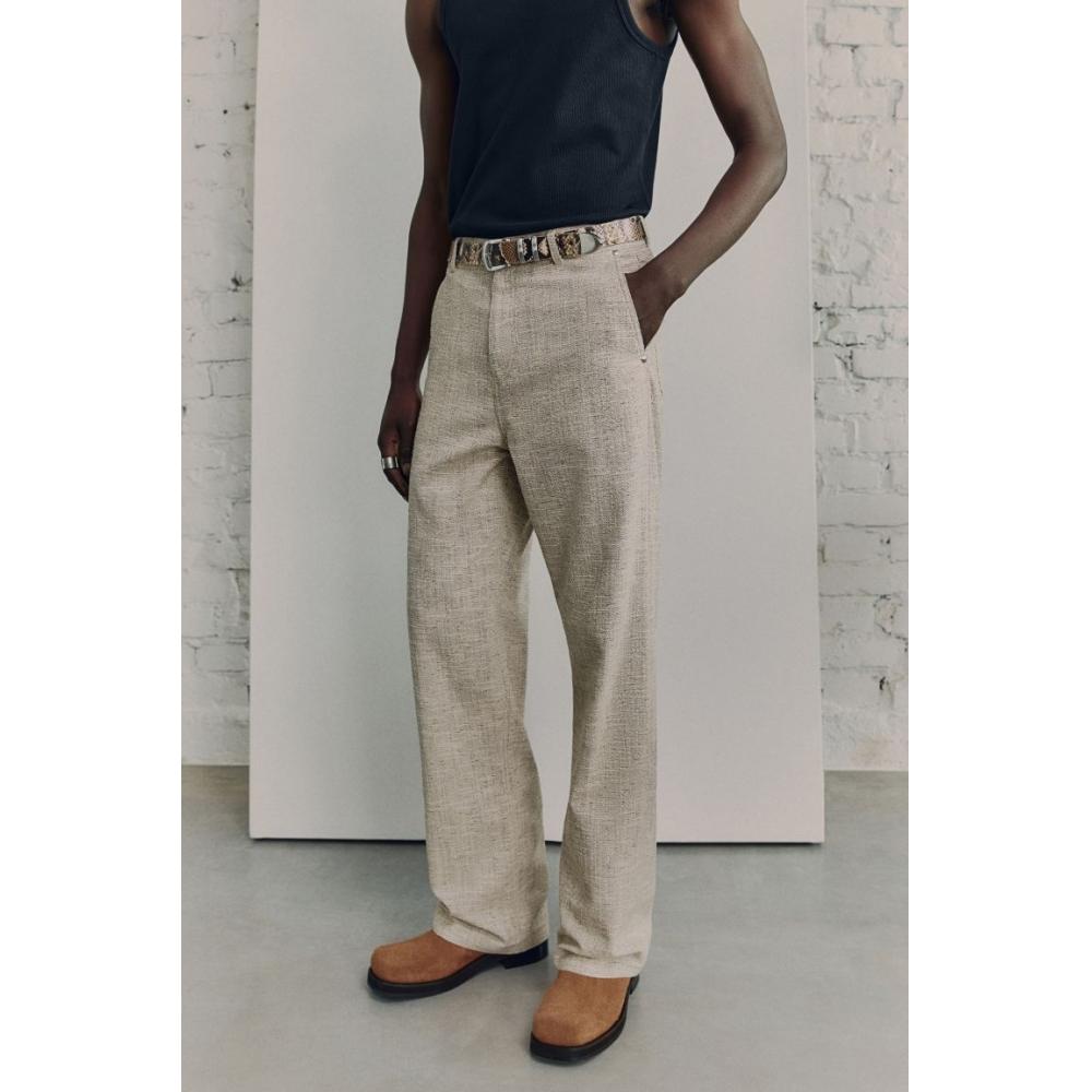 Брюки HM с 5 карманами, бежевый меланж