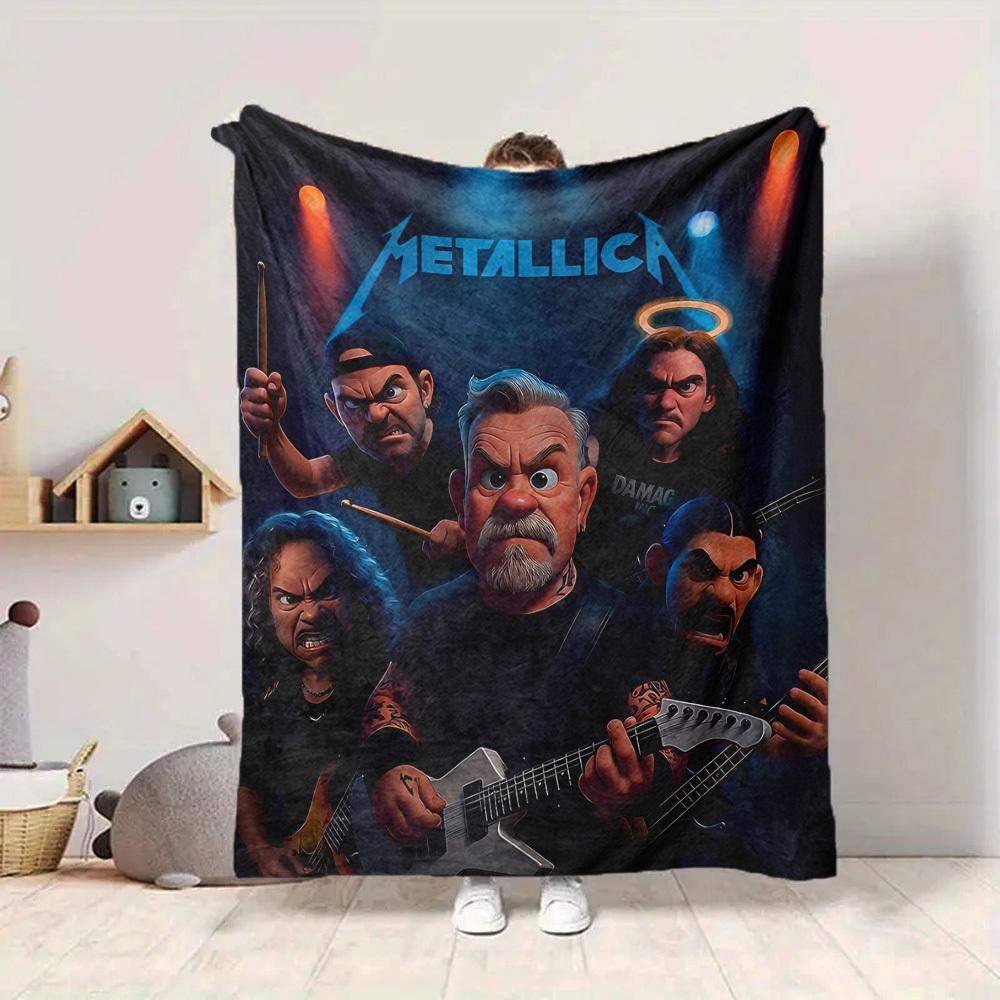 1 шт. Плед с символикой группы Metallica Легкий фланелевый плед Покрывало для дивана, кровати, путешествий, кемпинга, гостиной, офиса, дивана