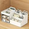 1pc Desktop Organiser,Large Capacity White Desktop Organiser,Multifunctional Organiser,Home Office Organiser,Cosmetic Organiser